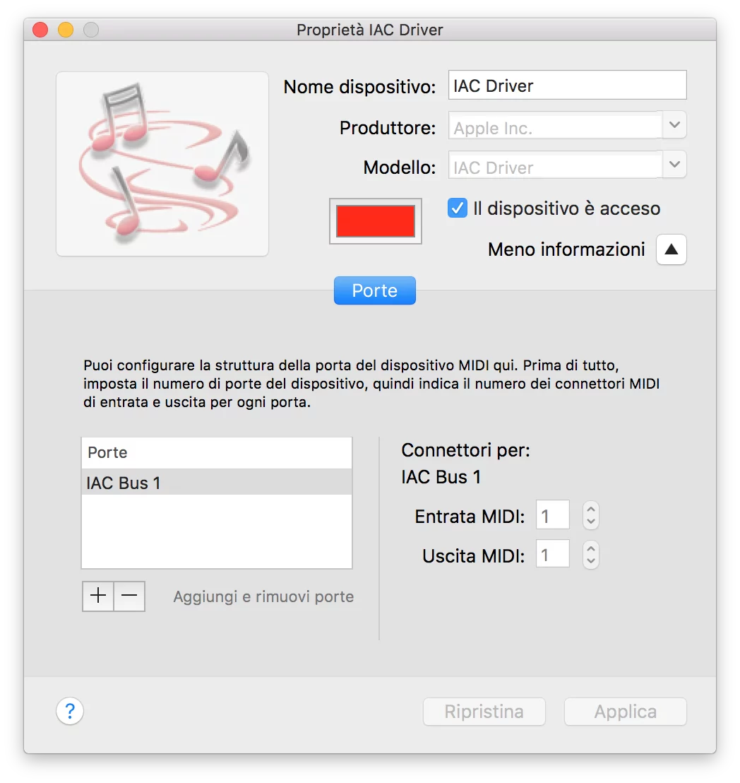 mac OS accendere IAC Driver